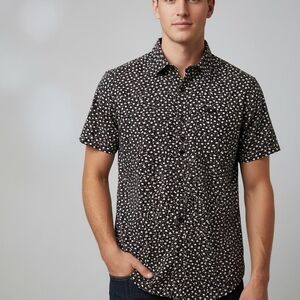RVCA Dark Floral Button Down Shirt SZ M